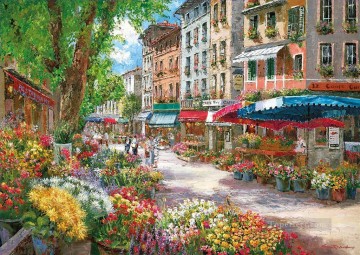 その他の都市景観 Painting - 街並みの花屋